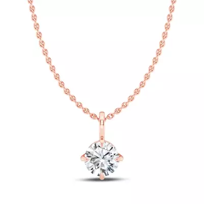 Classic Compass Set Round Lab Diamond Solitaire Necklace (1/4 ct. tw.)