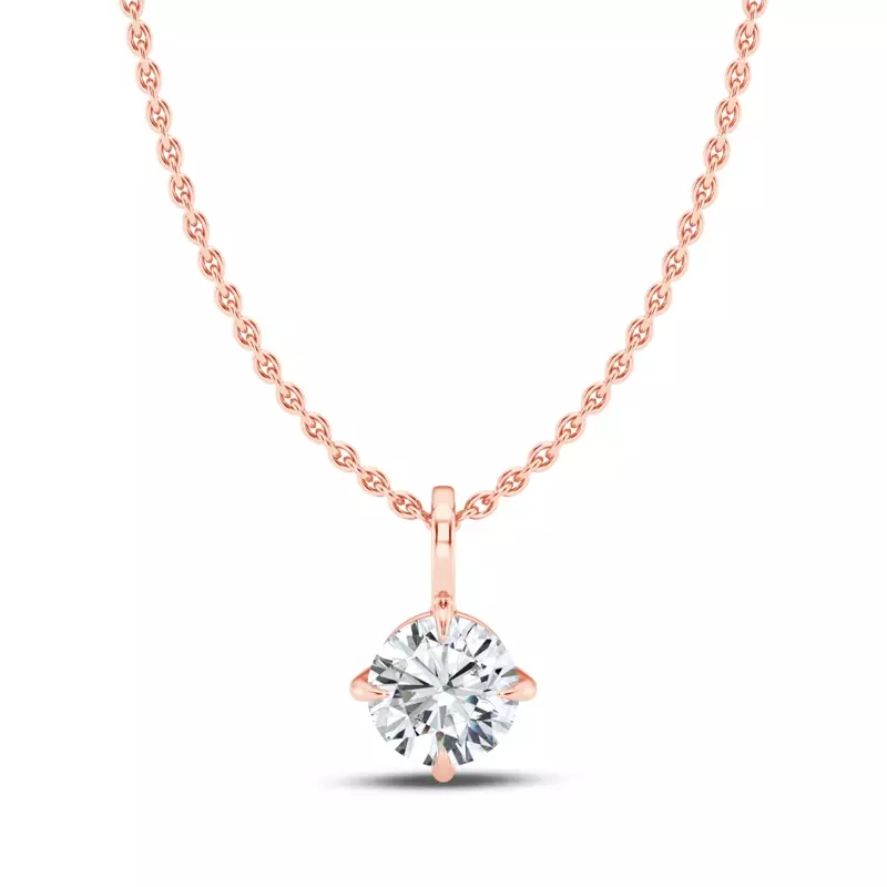 14K Rose Gold Classic Compass Set Round Lab Diamond Solitaire Pendant (1/3 ct. tw.)