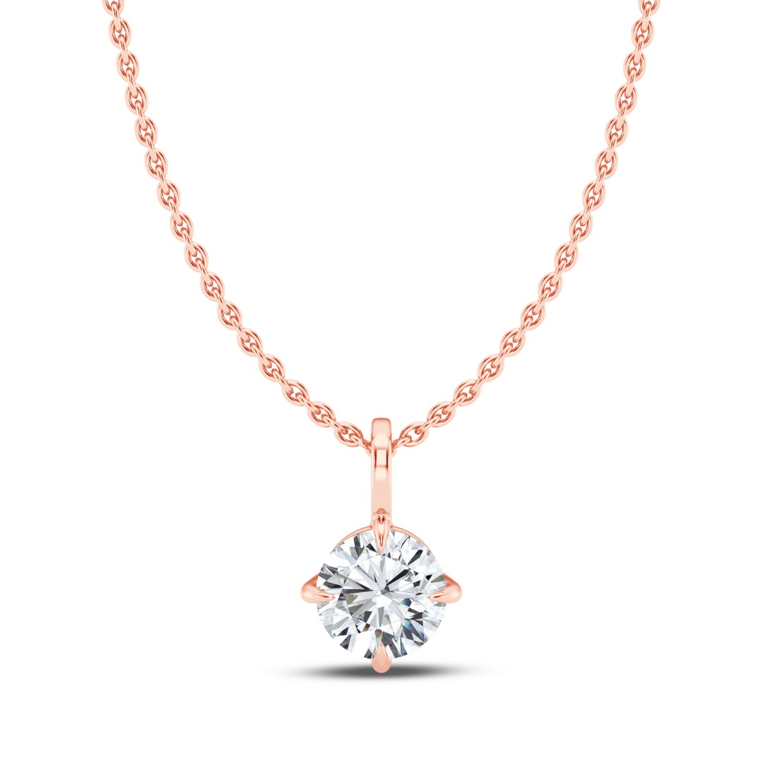 Classic Compass Set Round Lab Diamond Solitaire Pendant (1/3 ct. tw.)-14K Rose Gold
