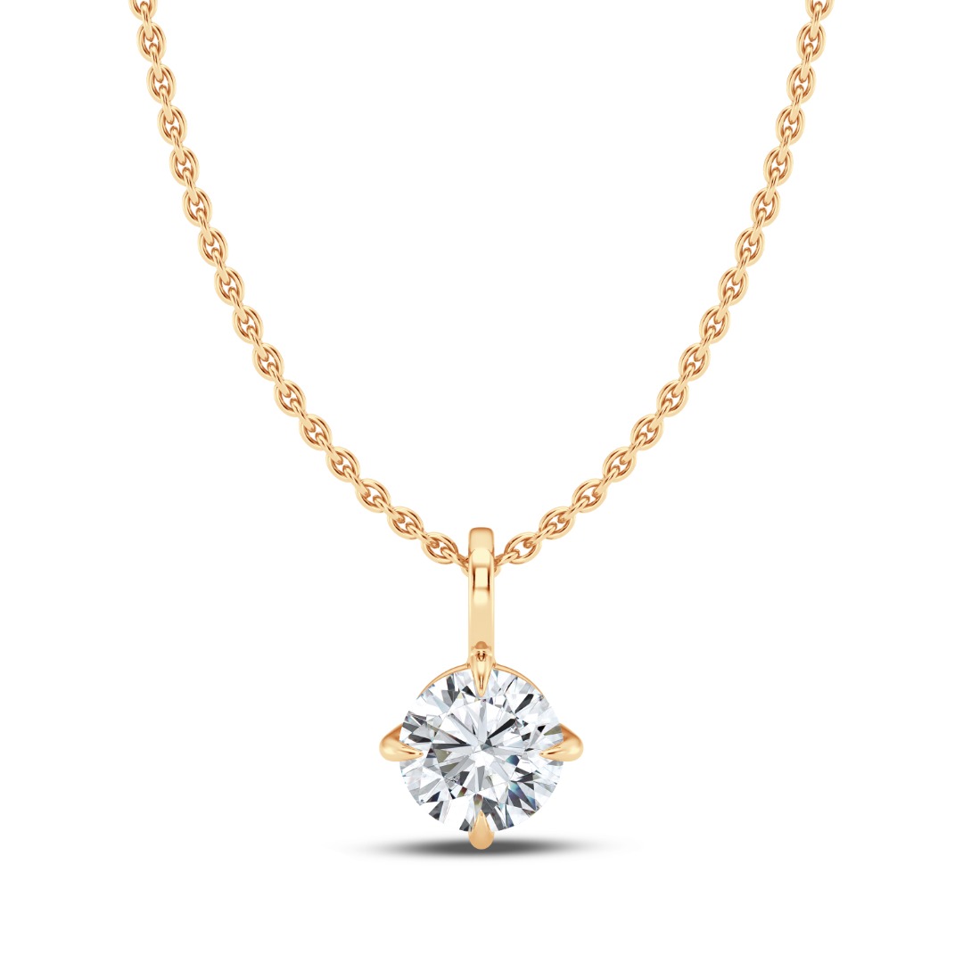 Classic Compass Set Round Lab Diamond Solitaire Pendant (1/3 ct. tw.)-14K Yellow Gold