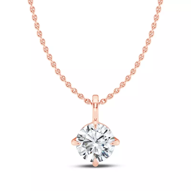 14K Rose Gold Classic Compass Set Round Lab Diamond Solitaire Pendant (1/2 ct. tw.)