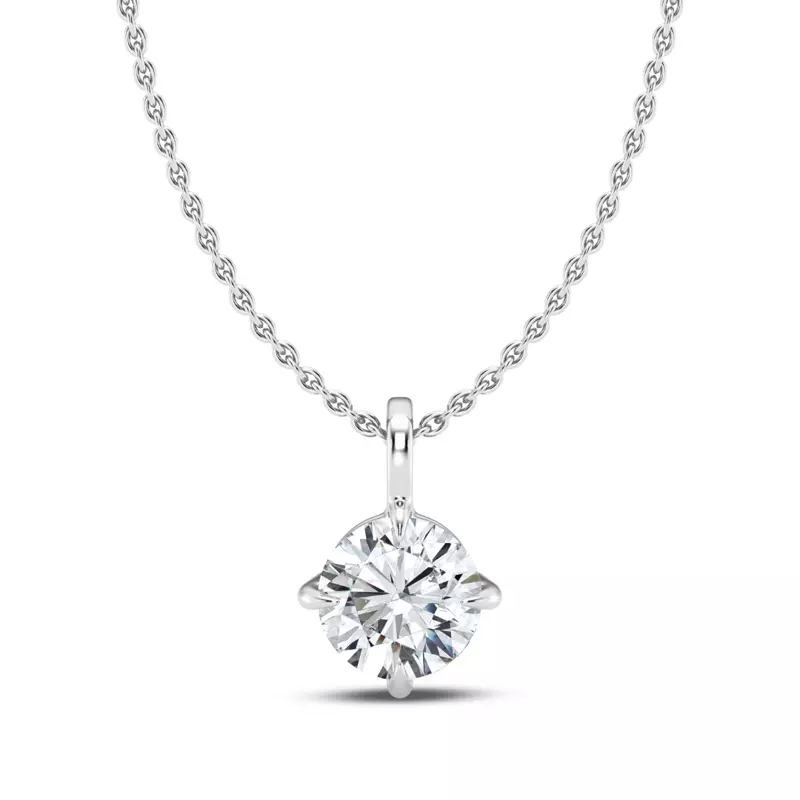 14K White Gold Classic Compass Set Round Lab Diamond Solitaire Pendant (1/2 ct. tw.)
