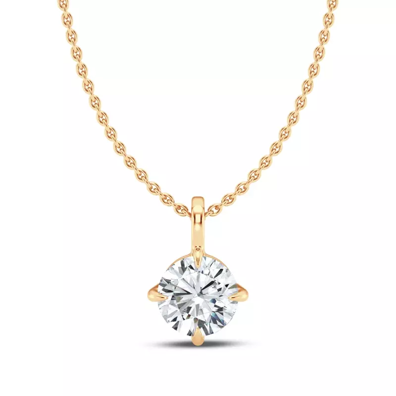 14K Yellow Gold Classic Compass Set Round Lab Diamond Solitaire Pendant (1/2 ct. tw.)