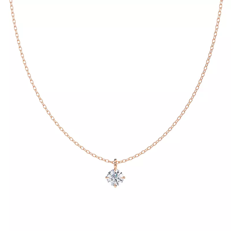 14K Rose Gold Classic Compass Set Round Lab Diamond Solitaire Pendant (7/10 ct. tw.)