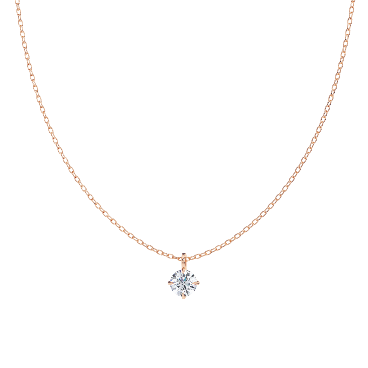 Classic Compass Set Round Lab Diamond Solitaire Pendant (7/10 ct. tw.)-14K Rose Gold