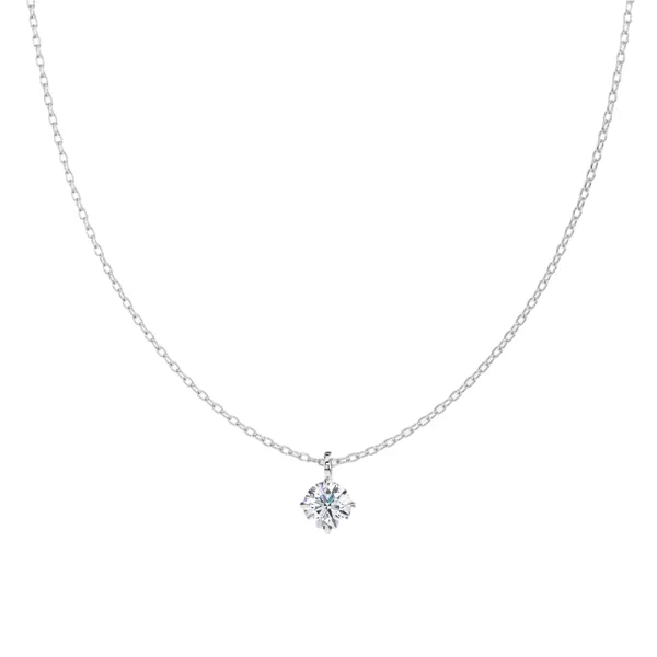 Classic Compass Set Round Lab Diamond Solitaire Necklace (7/10 ct. tw.)