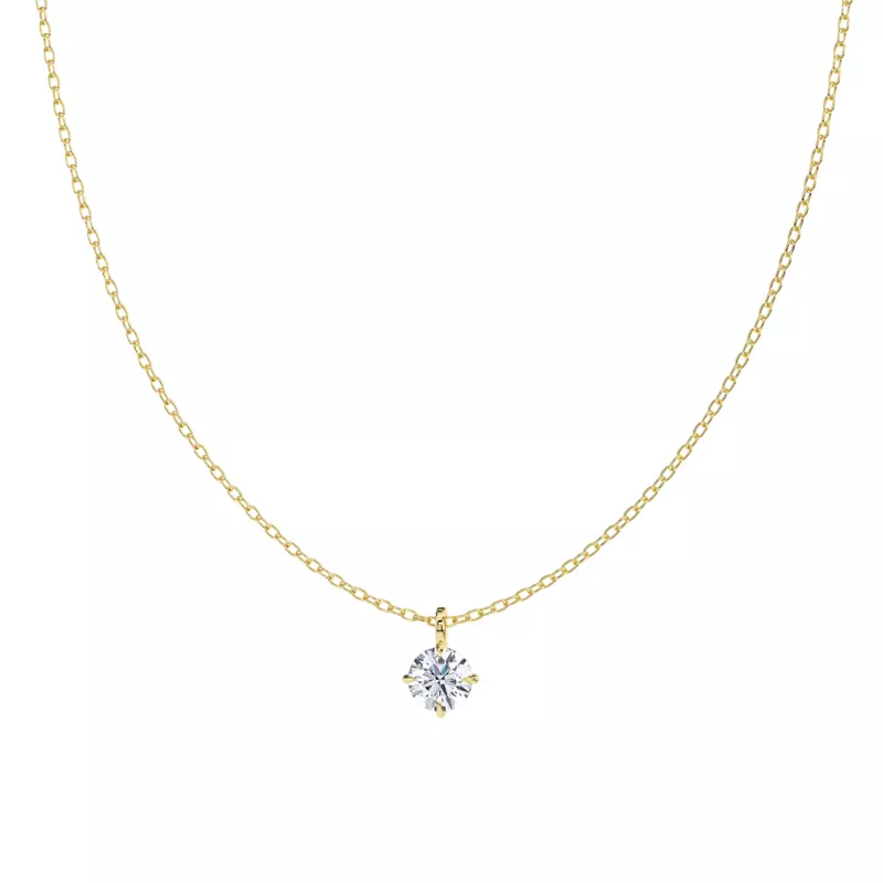 14K Yellow Gold Classic Compass Set Round Lab Diamond Solitaire Pendant (7/10 ct. tw.)
