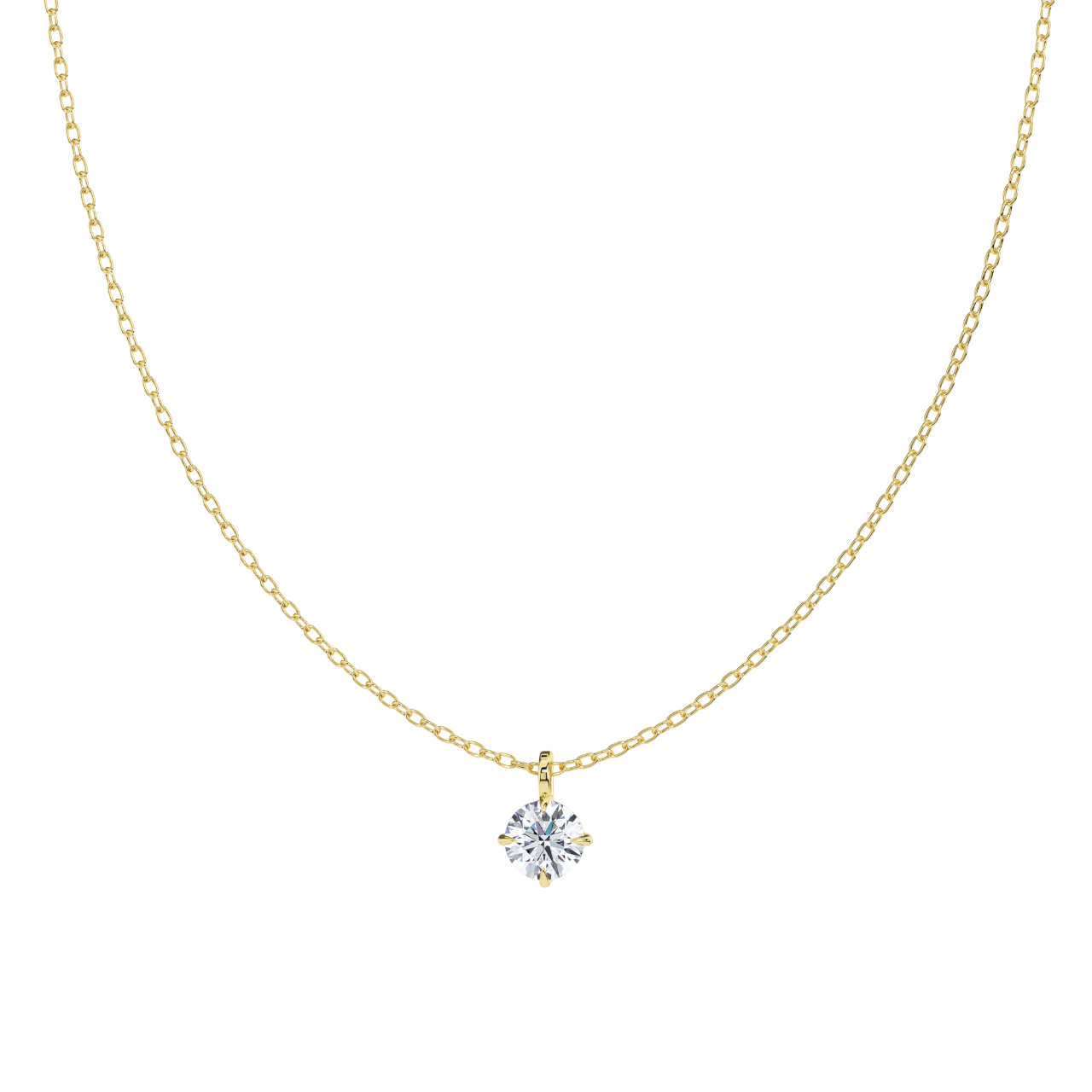 Classic Compass Set Round Lab Diamond Solitaire Pendant (7/10 ct. tw.)-14K Yellow Gold