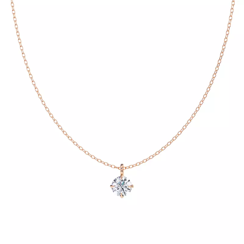 14K Rose Gold Classic Compass Set Round Lab Diamond Solitaire Pendant (1 ct. tw.)