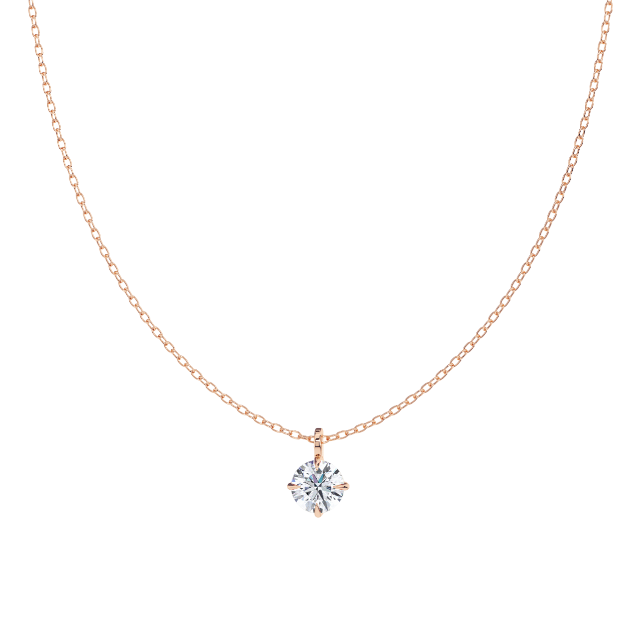 Classic Compass Set Round Lab Diamond Solitaire Pendant (1 ct. tw.)-14K Rose Gold