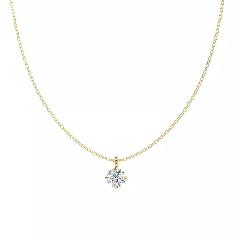 14K Yellow Gold Classic Compass Set Round Lab Diamond Solitaire Pendant (1 ct. tw.)