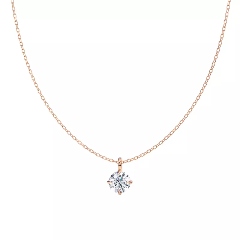 14K Rose Gold Classic Compass Set Round Lab Diamond Solitaire Pendant (1 1/2 ct. tw.)