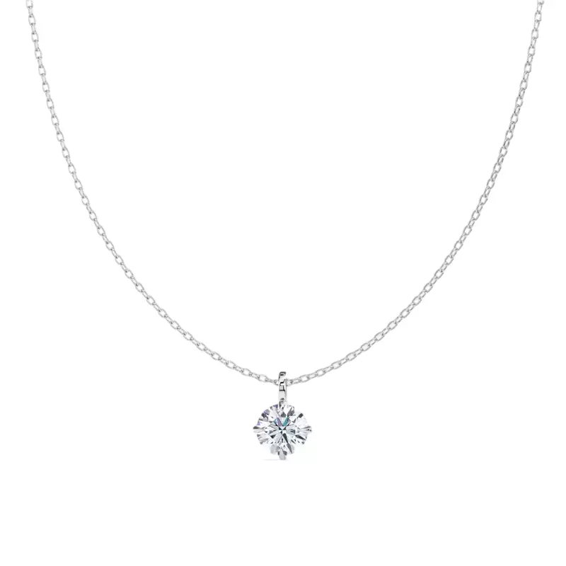 14K White Gold Classic Compass Set Round Lab Diamond Solitaire Pendant (1 1/2 ct. tw.)