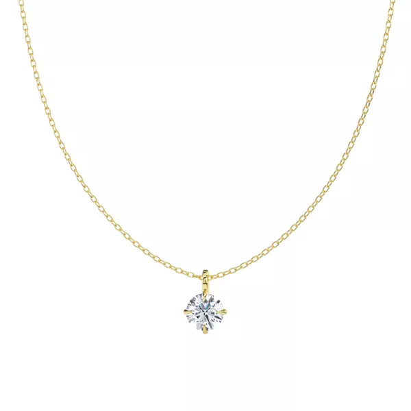 Classic Compass Set Round Lab Diamond Solitaire Necklace (1 1/2 ct. tw.)