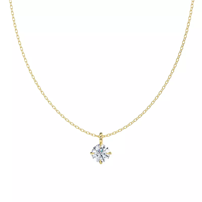 14K Yellow Gold Classic Compass Set Round Lab Diamond Solitaire Pendant (1 1/2 ct. tw.)