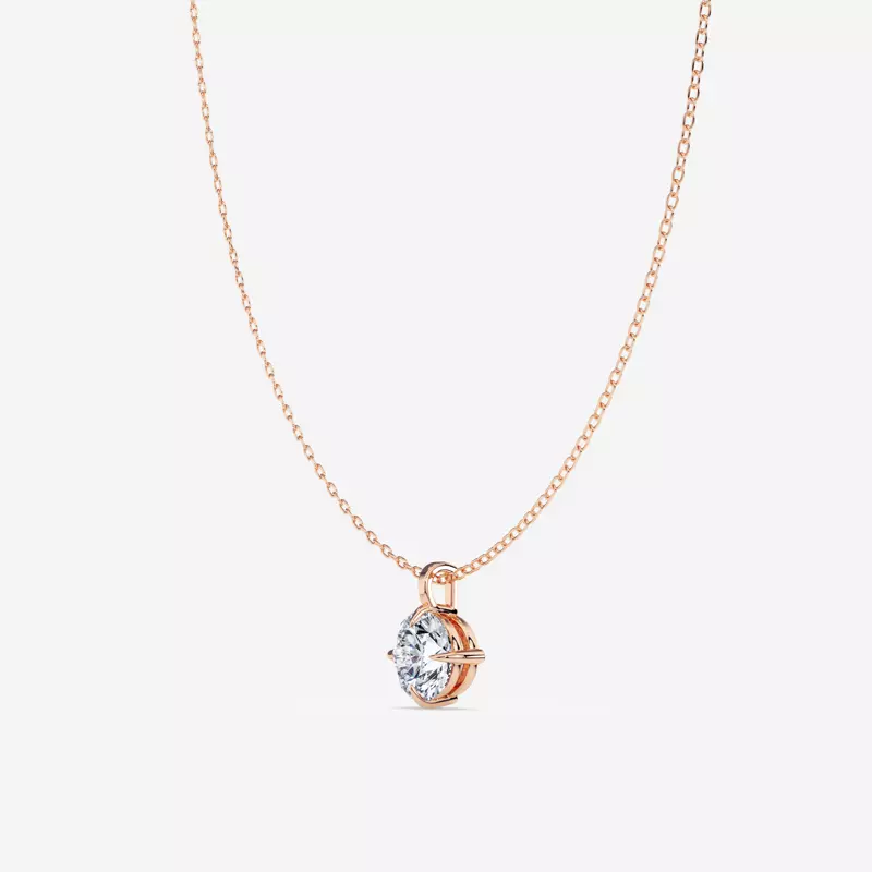14K Rose Gold Classic Compass Set Round Lab Diamond Solitaire Pendant (2 ct. tw.)