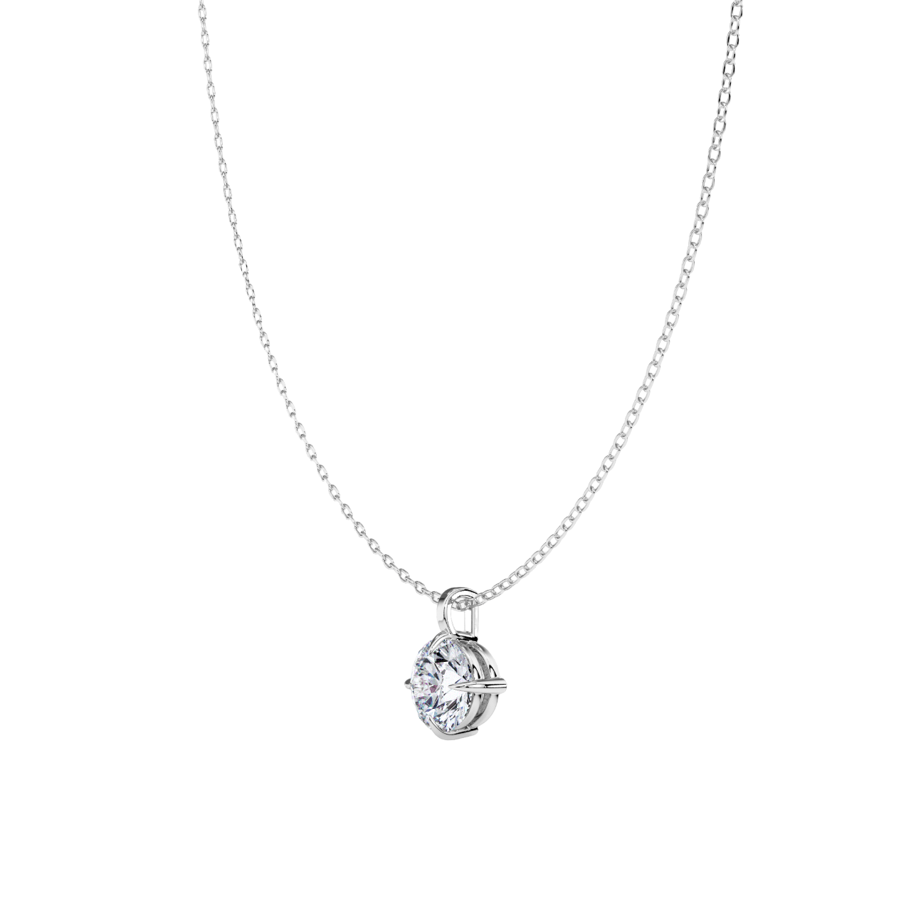 Classic Compass Set Round Lab Diamond Solitaire Pendant (2 ct. tw.)-14K White Gold