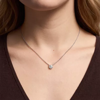 Bezel-Set Lab Diamond Solitaire Necklace (1.00 ct.)