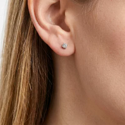 Lab Diamond Silver Stud Earrings (1/3 ct. tw.)