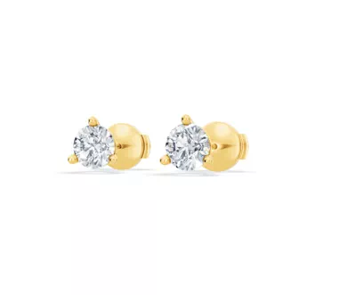 Three-Prong Martini Lab Diamond Guardian Back Earrings (1 ct. tw.)