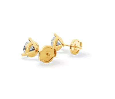 Three-Prong Martini Lab Diamond Guardian Back Earrings (2 ct. tw.)