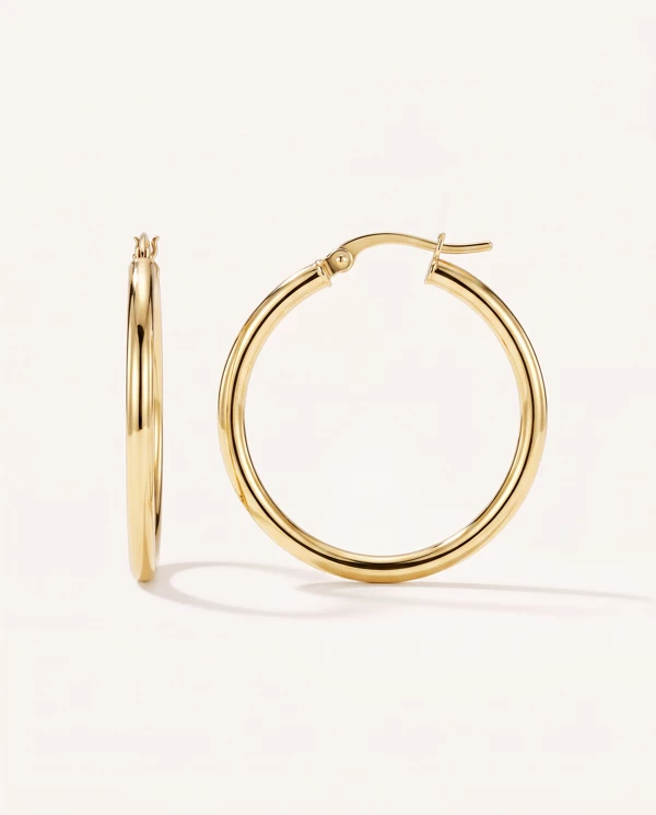 items Classic Polished Gold Hoops (30mm)