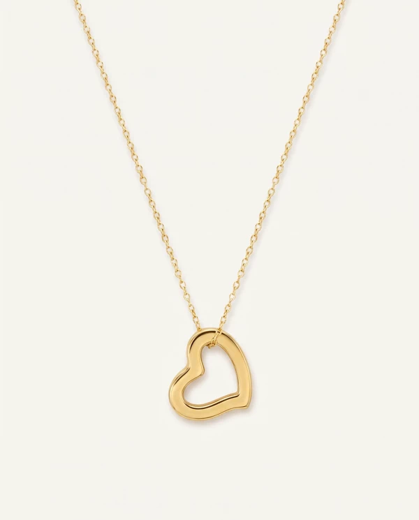 Diamond Necklaces Open Heart Gold Pendant