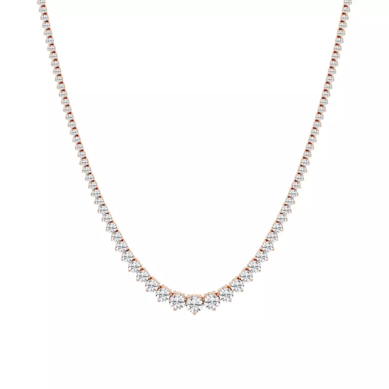 14K Rose Gold Round Lab Diamond Graduated Riviera Necklace (12 ct. tw.)