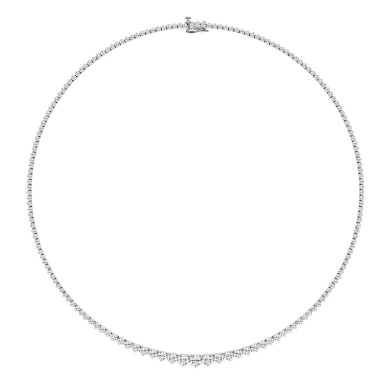 14K White Gold Round Lab Diamond Graduated Riviera Necklace (12 ct. tw.)