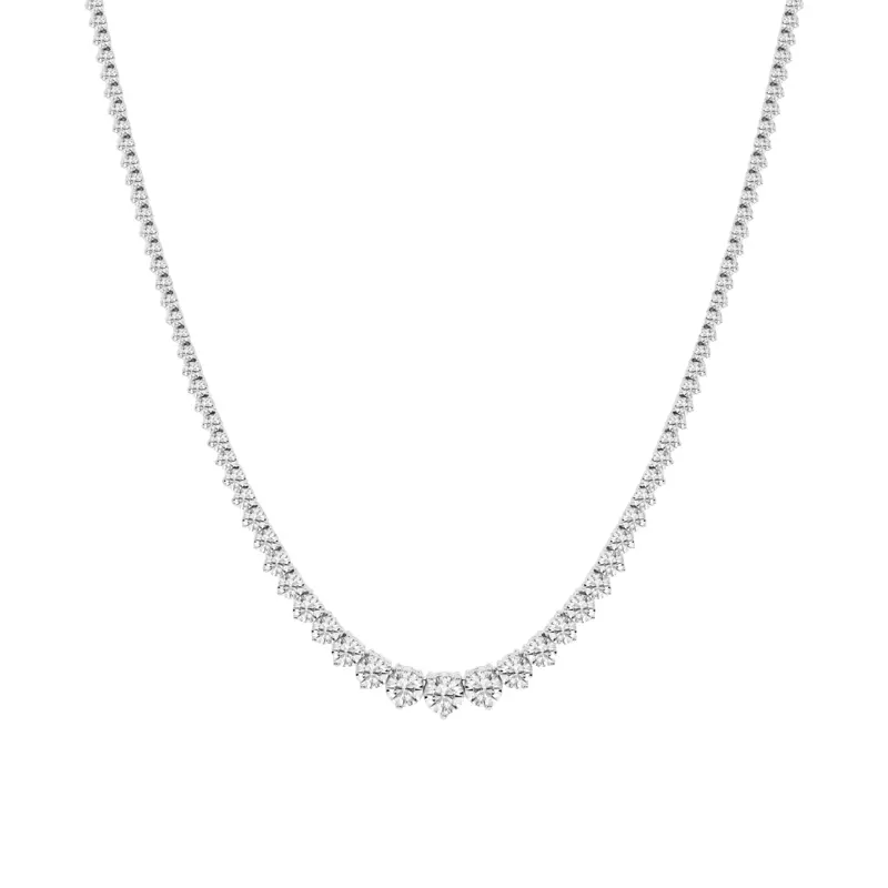 14K White Gold Round Lab Diamond Graduated Riviera Necklace (12 ct. tw.)