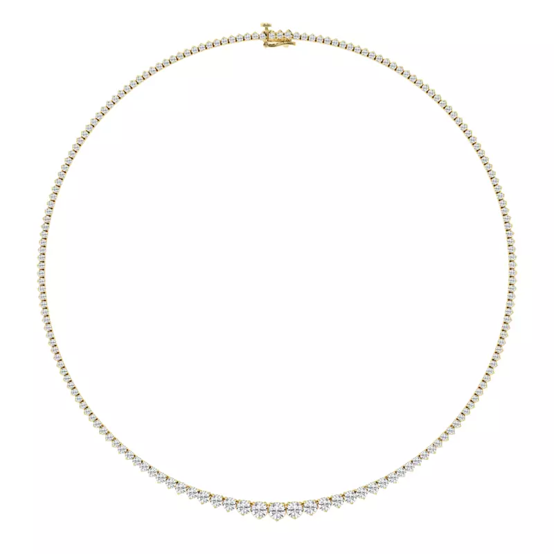 14K Yellow Gold Round Lab Diamond Graduated Riviera Necklace (12 ct. tw.)