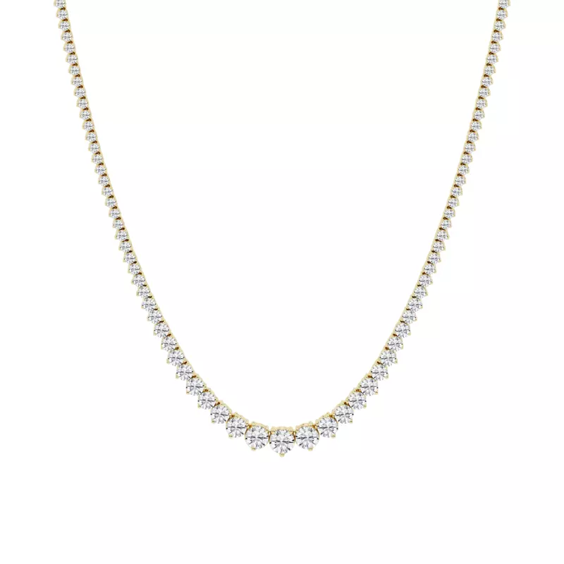 14K Yellow Gold Round Lab Diamond Graduated Riviera Necklace (12 ct. tw.)