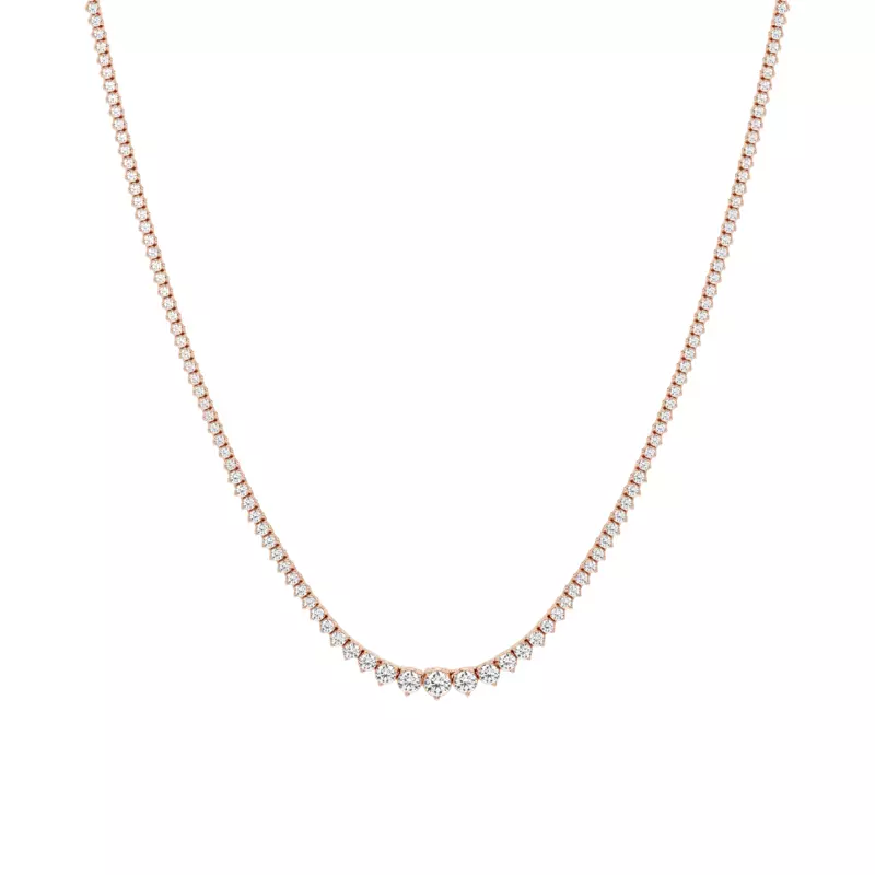 14K Rose Gold Round Lab Diamond Graduated Riviera Necklace (4 ct. tw.)