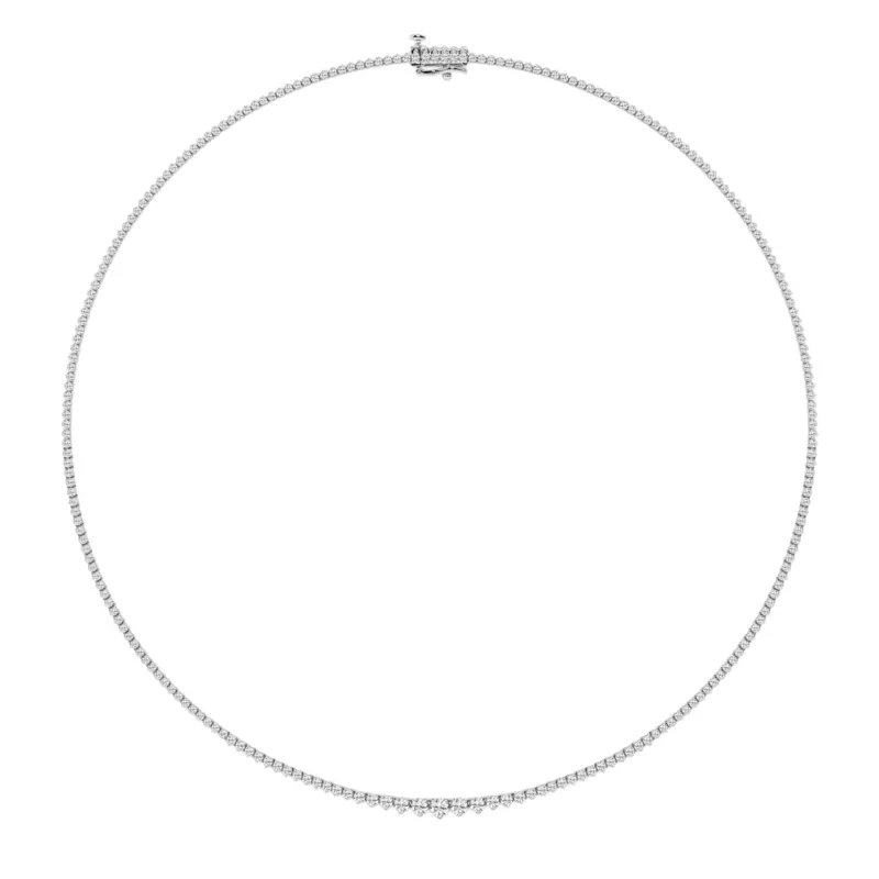 14K White Gold Round Lab Diamond Graduated Riviera Necklace (4 ct. tw.)