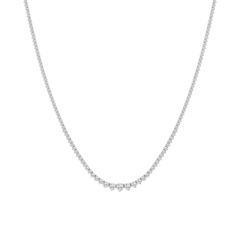 14K White Gold Round Lab Diamond Graduated Riviera Necklace (4 ct. tw.)