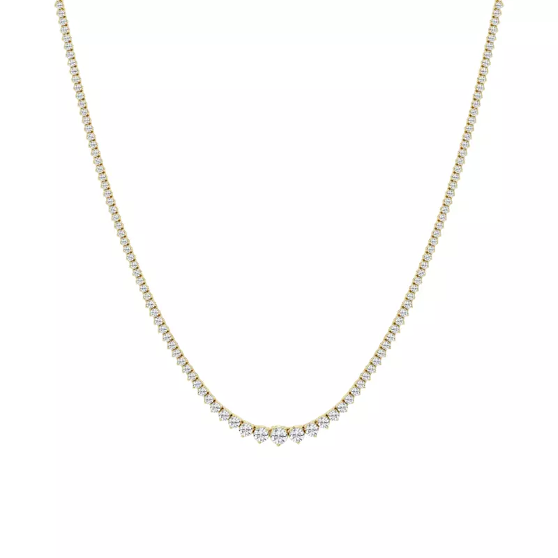 14K Yellow Gold Round Lab Diamond Graduated Riviera Necklace (4 ct. tw.)