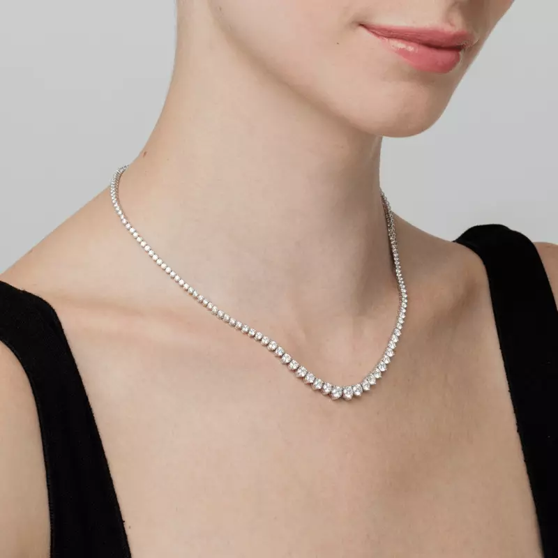 Platinum Round Lab Diamond Graduated Riviera Necklace (4 ct. tw.)