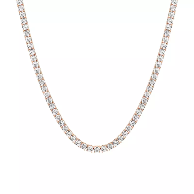 14K Rose Gold Round Lab Diamond Four Prong Tennis Necklace (24 1/4 ct. tw.)