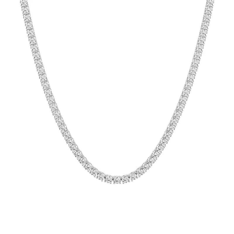 14K White Gold Round Lab Diamond Four Prong Tennis Necklace (24 1/4 ct. tw.)