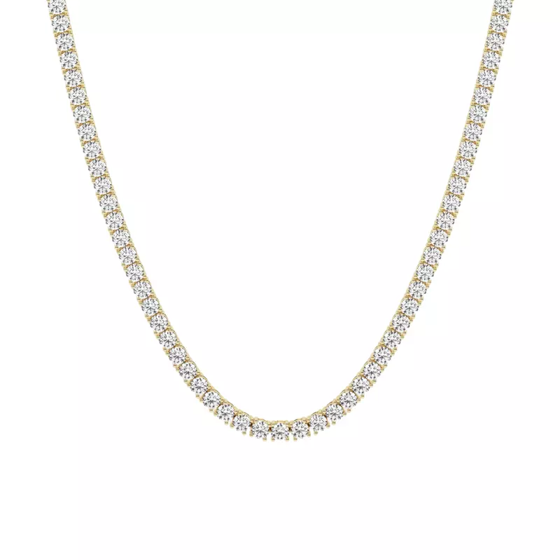 14K Yellow Gold Round Lab Diamond Four Prong Tennis Necklace (24 1/4 ct. tw.)