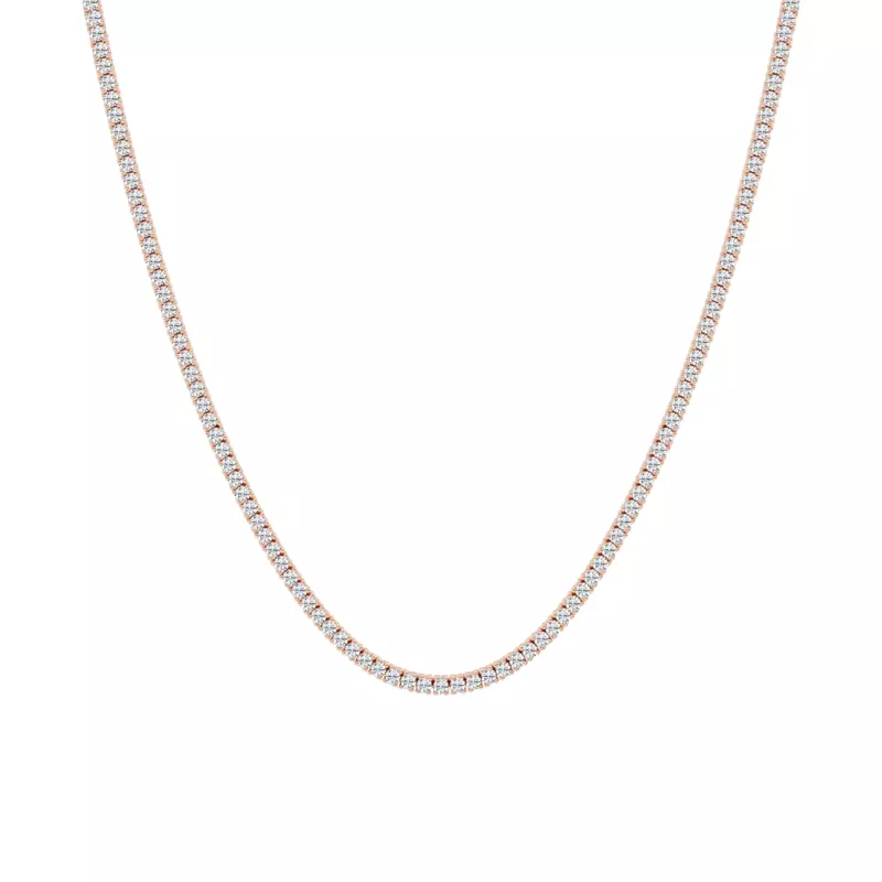 14K Rose Gold Round Lab Diamond Four Prong Tennis Necklace (7 1/4 ct. tw.)