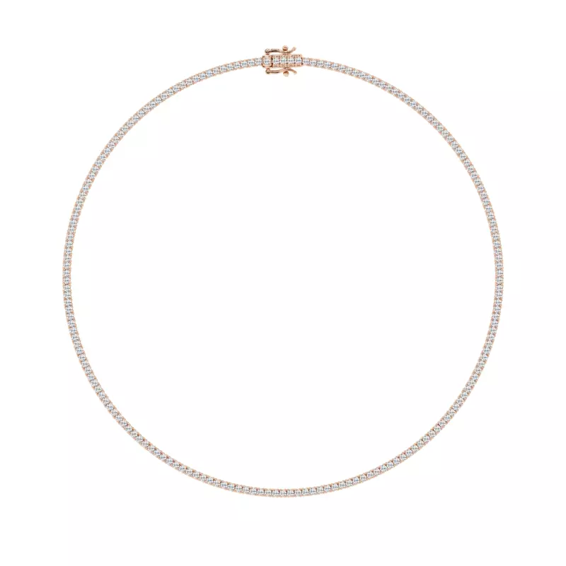 14K Rose Gold Round Lab Diamond Four Prong Tennis Necklace (7 1/4 ct. tw.)