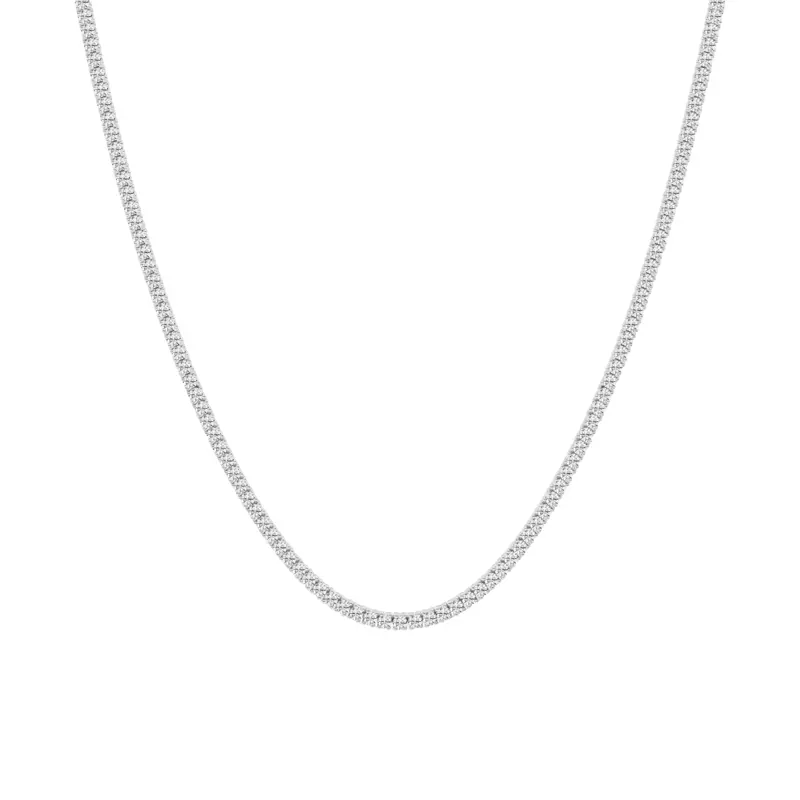 14K White Gold Round Lab Diamond Four Prong Tennis Necklace (7 1/4 ct. tw.)