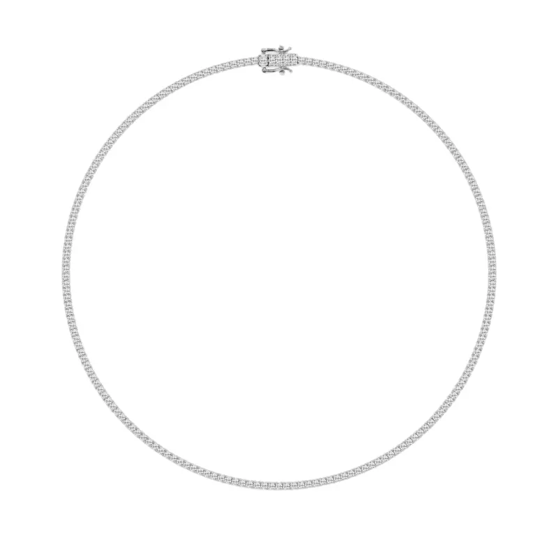14K White Gold Round Lab Diamond Four Prong Tennis Necklace (7 1/4 ct. tw.)