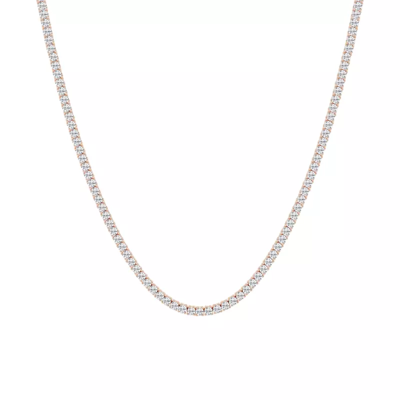 14K Rose Gold Round Lab Diamond Four Prong Tennis Necklace (11 ct. tw.)