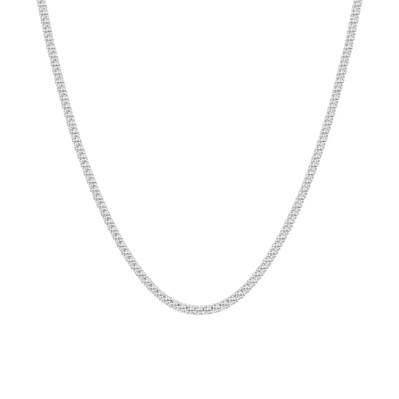 14K White Gold Round Lab Diamond Four Prong Tennis Necklace (11 ct. tw.)