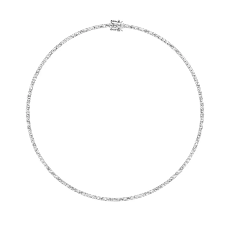 Platinum Round Lab Diamond Four Prong Tennis Necklace (11 ct. tw.)