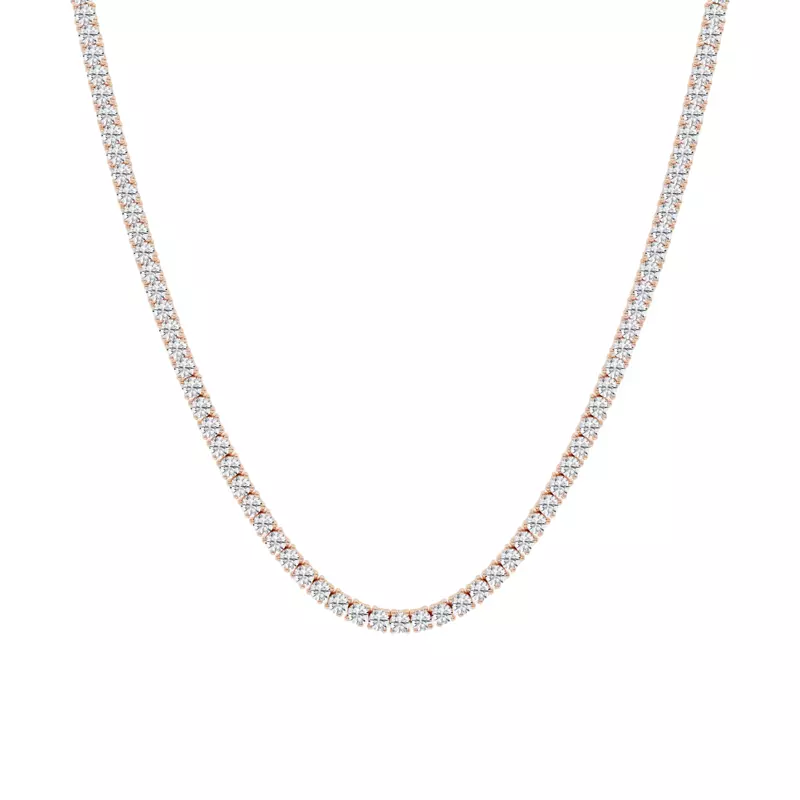 14K Rose Gold Round Lab Diamond Four Prong Tennis Necklace (15 1/4 ct. tw.)