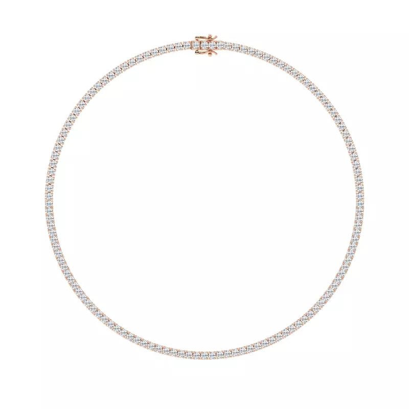 14K Rose Gold Round Lab Diamond Four Prong Tennis Necklace (15 1/4 ct. tw.)