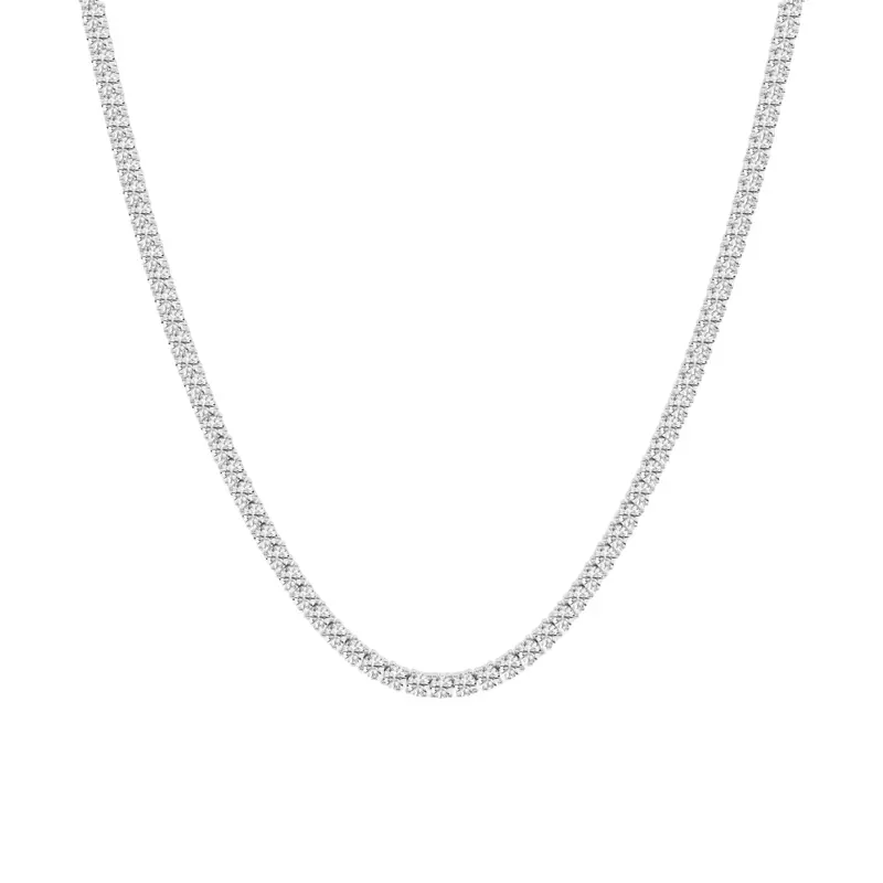 14K White Gold Round Lab Diamond Four Prong Tennis Necklace (15 1/4 ct. tw.)